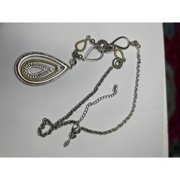 Chico's pendant necklace mixed metals chunky geometric pendant chain link - Picture 7 of 13